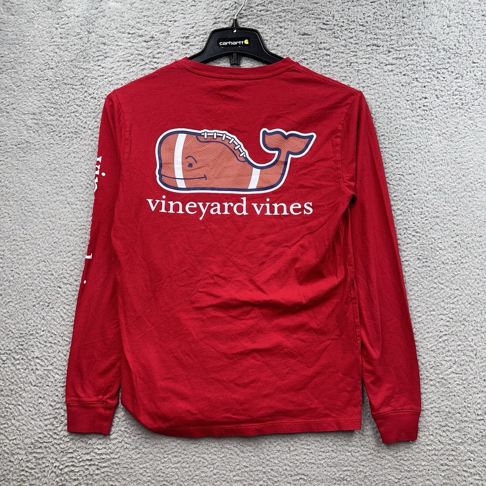 Vineyard Vines T Shirt Mens Light Blue Long Sleeve Football Whale Pocket XS